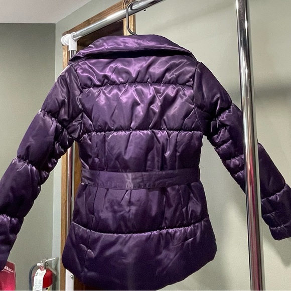 Hawke & Co Puffer Jacket Girls 10/12 Jacket Purple Full Zip Pockets Belted - Picture 2 of 3